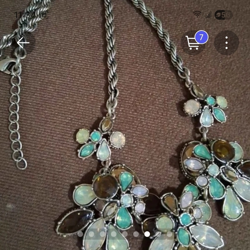 Multicolor Teardrop Statement Necklace Set - image 3